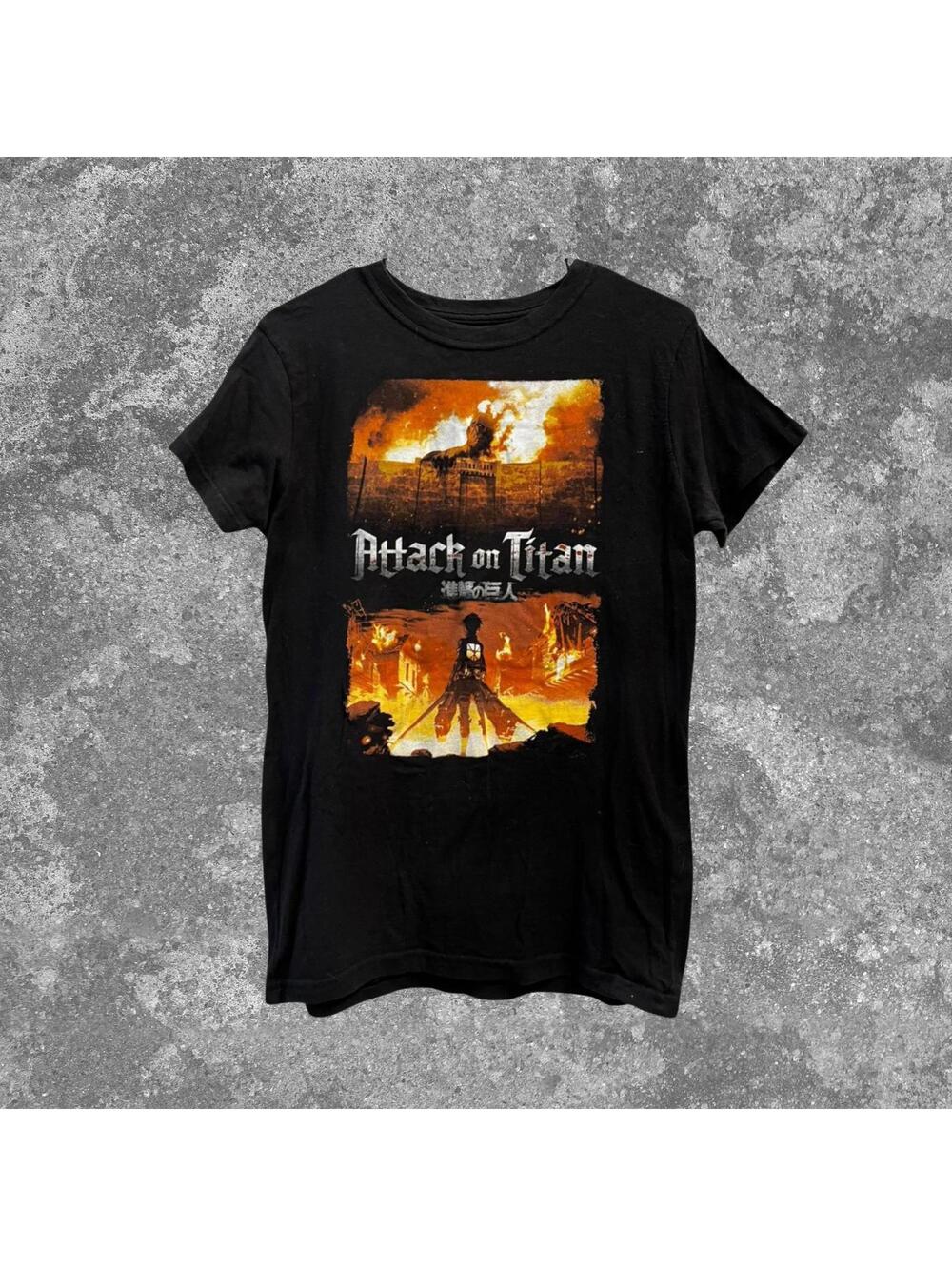 Attack On Titan Eren Yeager Anime Graphic Tee XL Black AOT Manga Shirt